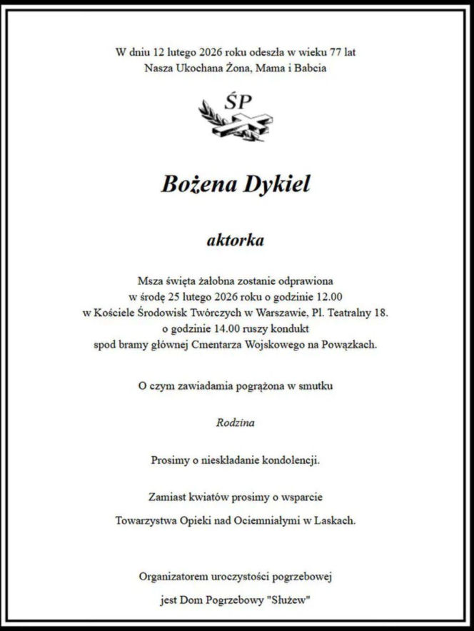 Nekrolog Bożeny Dykiel