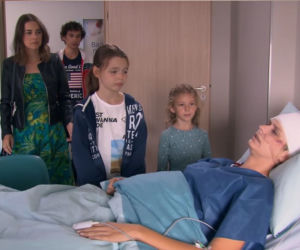 Na Wspólnej odc. 3205. Eliza (Katarzyna Chorzępa), Jarek (Wojciech Rotowski), Jagoda Myszkowiak (Rita Raider), Hanusia (Pola Żak), Jaruś (Jan Leśniewski)