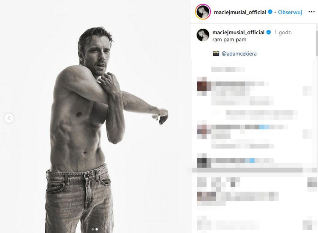 Maciej Musiał pręży klatę i rozpina spodnie
