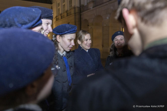 Marta Nawrocka uroczystym spotkaniu z harcerzami