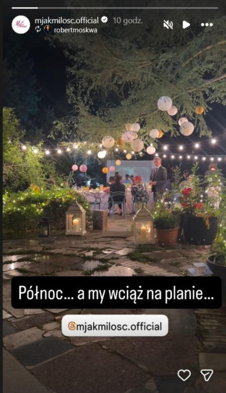 M jak miłość nowy sezon na planie. Artur (Robert Moskwa) na weselu Natalki (Dominika Suchecka) i Adama (Patryk Szwichtenberg)