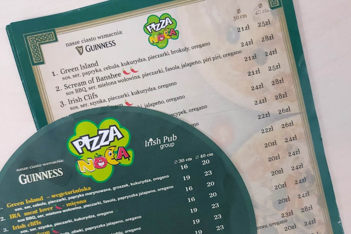 Irish Pub Pizza Nocą - ceny kiedyś
