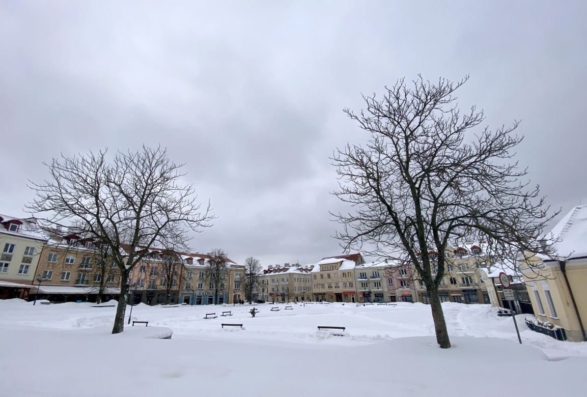 Centrum Białegostoku pod śniegiem