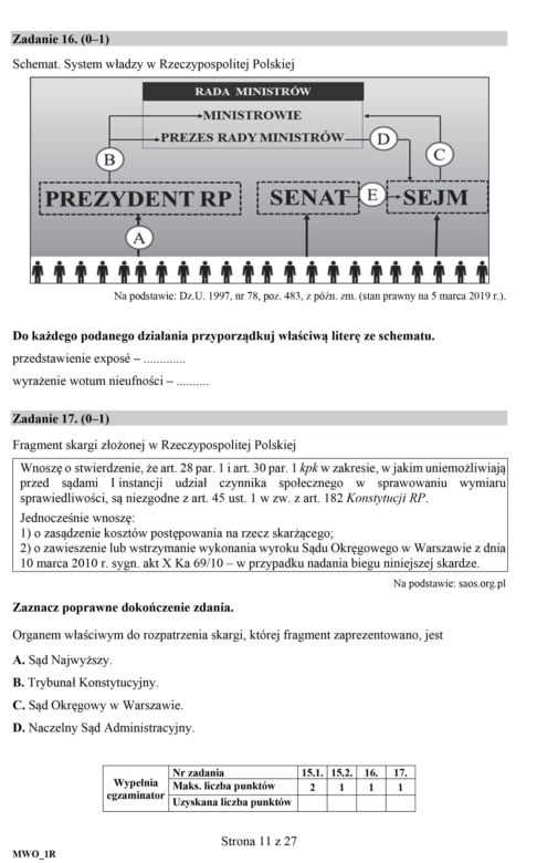 Matura 2019. Wiedza o społeczeństwie. Arkusze CKE WOS rozszerzony