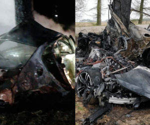 Tragiczny wypadek koło Jaświł. Auto stanęło w płomieniach. Zginęły dwie osoby