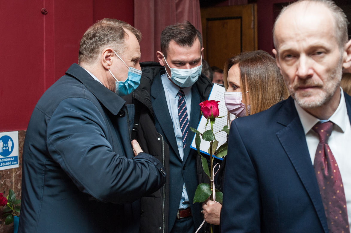 Jacek Kurski z żoną Joanną na premierze filmu „Marusarz. Tatrzański Orzeł”