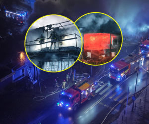 Pożar na targowisku przy ul. Bakalarskiej. Zatrzymano 36-letniego mężczyznę