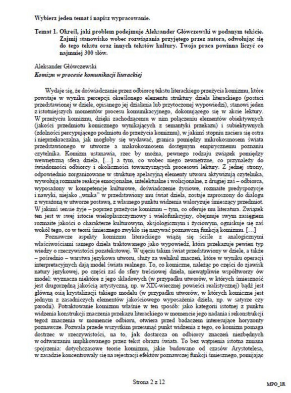 Matura próbna 2020 język polski - rozszerzony