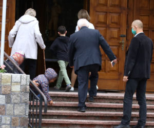 Lech Wałęsa na niedzielnej mszy