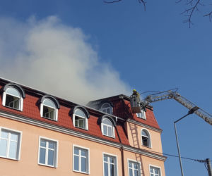 Pali się budynek Panoramy Leszczyńskiej w Lesznie