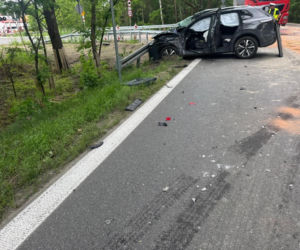 Wypadek radiowozu i ciężarówki