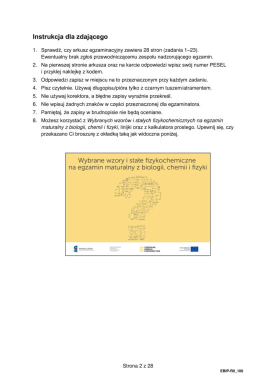 Matura 2024: biologia rozszerzona ARKUSZ FORMUŁA 2015
