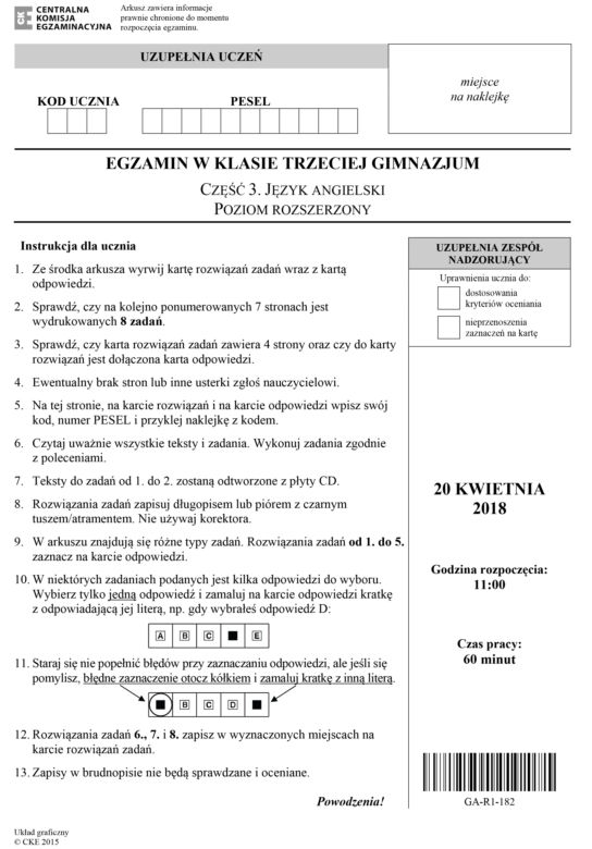Arkusze angielski rozszerzony