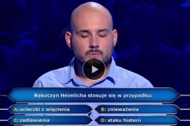 Rękoczyn Heimlicha w Milionerach