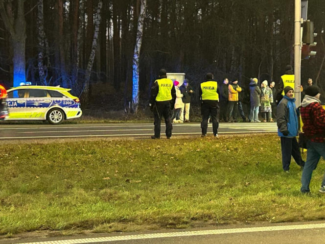 Protest pieszych w Łomiankach