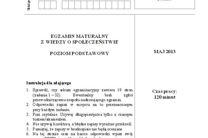 Matura 2013 WOS poziom podstawowy