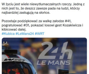 Tak internauci zareagowali na dramat Kubicy w Le Mans 24h