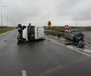 Wypadek na autostradzie w Kaszycach