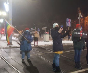 Strajk Kobiet w Gdańsku 1.02.2021. Blokada Huciska przez protestujących