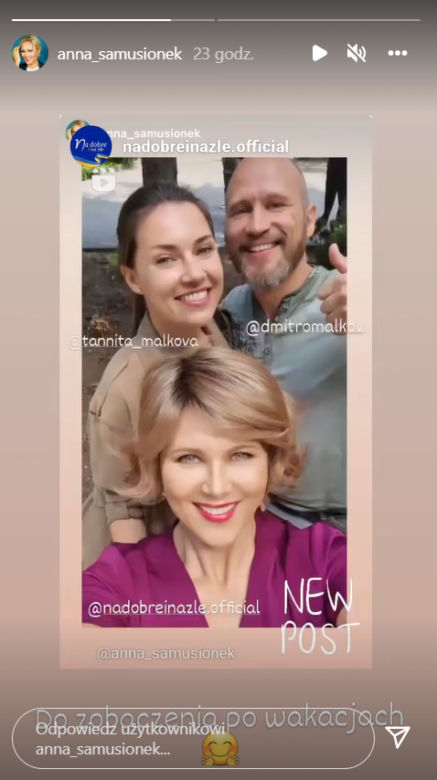 Na dobre i na złe po wakacjach 2022: Lucyna (Anna Samusionek), Olena (Tetiana Malkova), Dmytri Malkov 