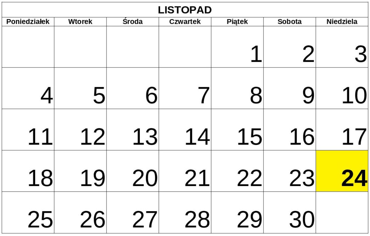 Niedziele handlowe 2019 - LISTOPAD