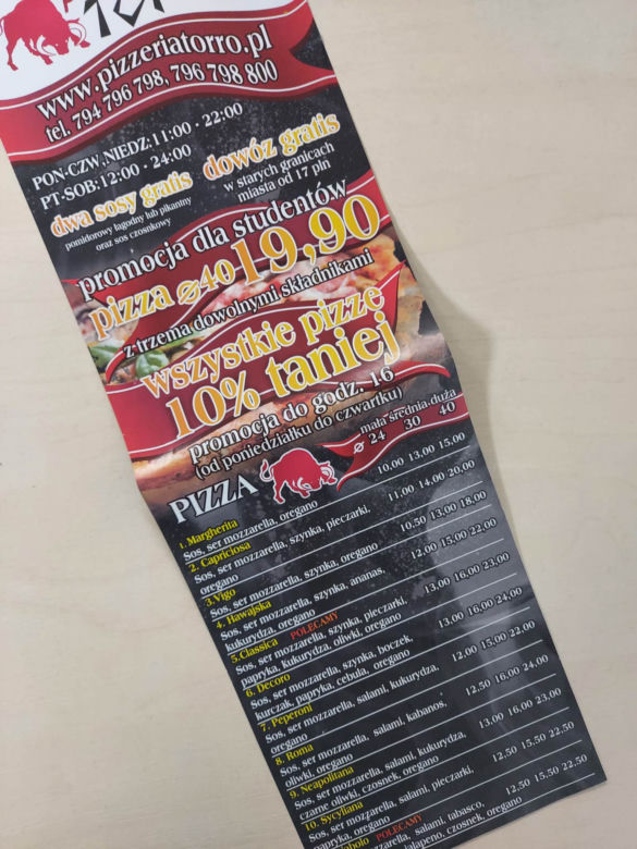 Pizzeria Torro - ceny kiedyś
