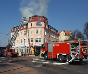 Pali się budynek Panoramy Leszczyńskiej w Lesznie