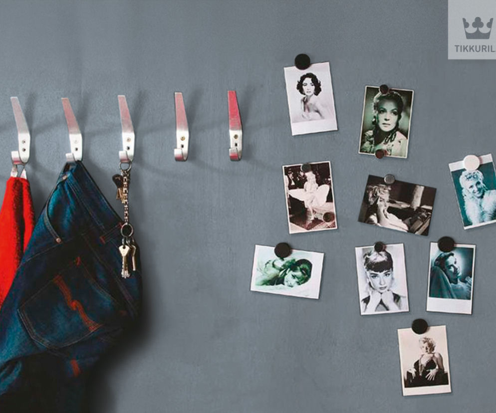 Dekoracja ściany farbą magnetyczną Tikkurila Magnetic
