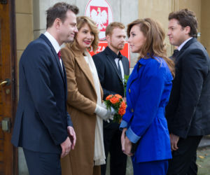 Na Wspólnej po wakacjach 2014. Basia (Grażyna Wolszczak), Krzysztf Smolny (Łukasz Konopka), Kinga Brzozowska (Ilona Wrońska)