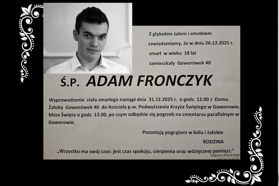 Śmierć Adama wstrząsnęła Polską. Podano datę pogrzebu 18-latka, który zginął pod dyskoteką