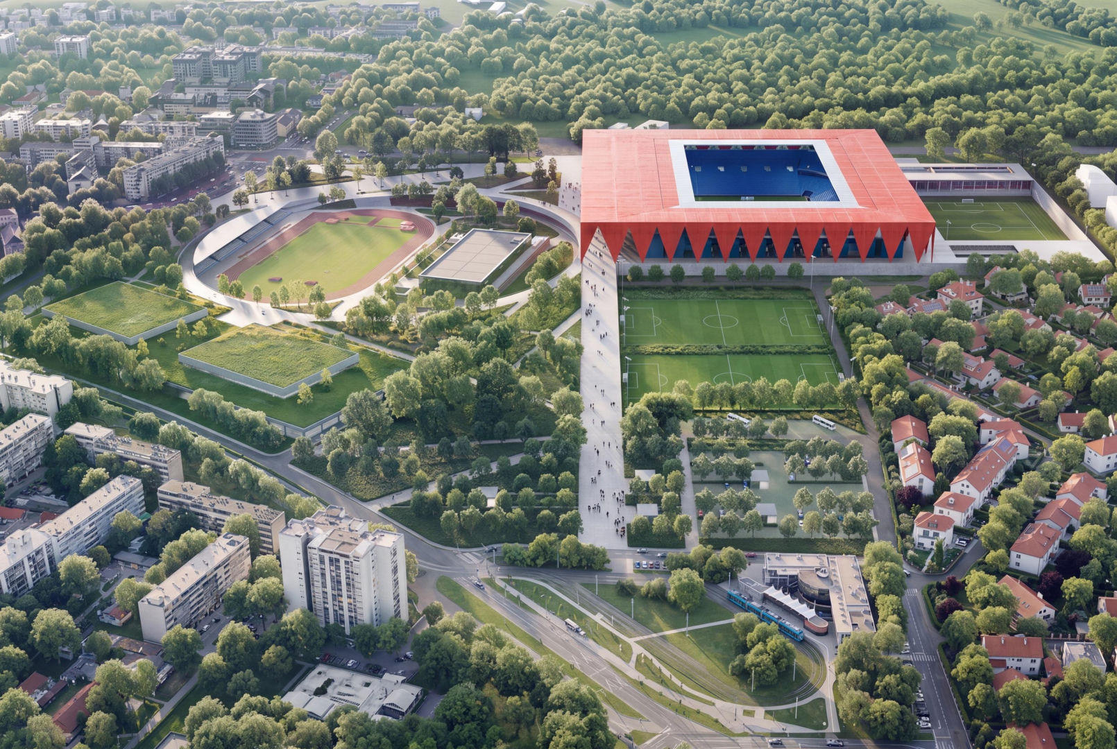 Konkursowa propozycja stadionu Dinama Zagrzeb autorstwa pracowni P2PA i LAN