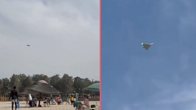 Nagrania z Dubaju obiegły sieć. Myśliwiec F-16 zestrzelił drona nad plażą