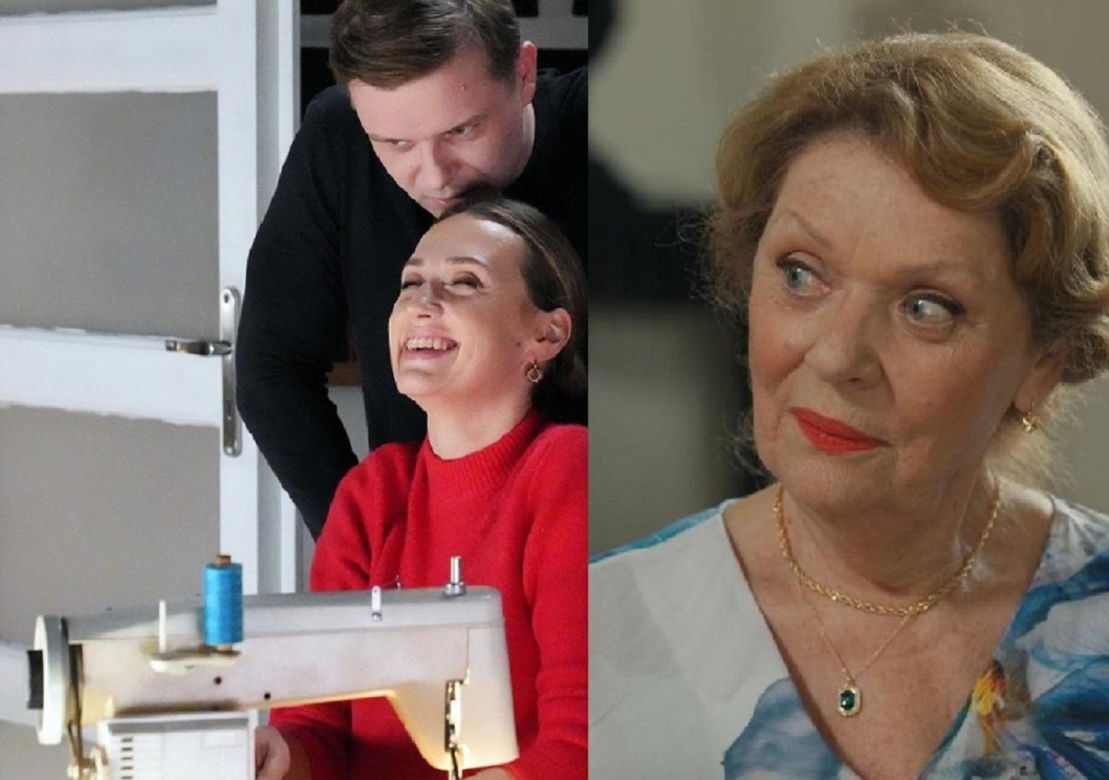 Barwy szczęścia, odcinek 3173. Asia (Anna Gzyra), Hubert (Marek Molak), Józefina (Elżbieta Jarosik)