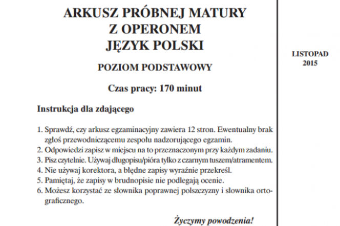 Próbna matura język polski 2016