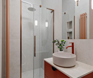 Mieszkanie w kolorach szałwiowej zieleni i ciepłej terakoty