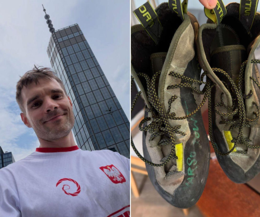 Wspiął się na najwyższy budynek w Polsce. Na szczycie czekała na niego policja