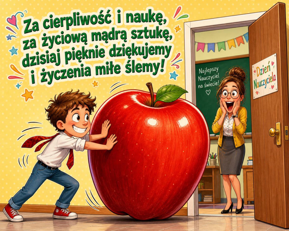 Zabawna kartka z okazji Dnia Nauczyciela
