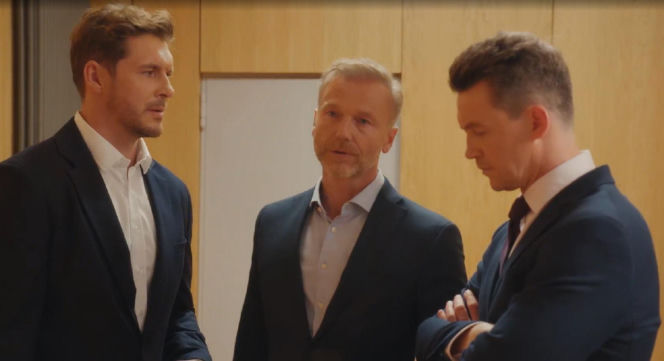 M jak miłość odc. 1913. Marcin (Mikołaj Roznerski), Jakub Karski (Krzysztof Kwiatkowski), Andrzej Budzyński (Krystian Wieczorek)