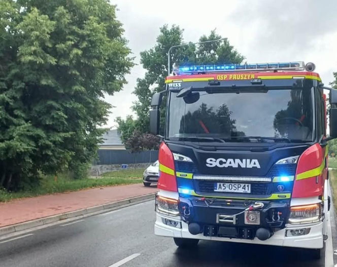 W Pruszynie- Pieńkach auto wypadło z trasy