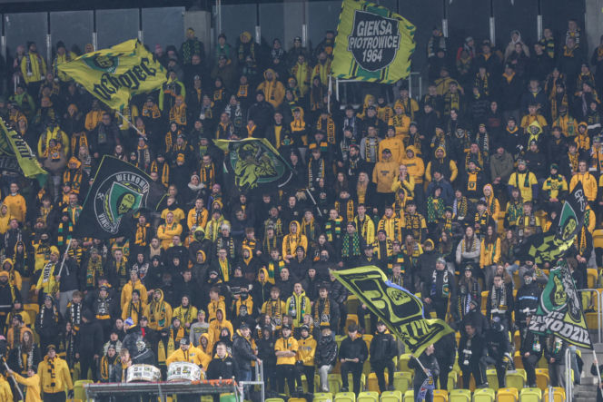 GKS Katowice - Widzew Łódź, zdjęcia kibiców z meczu 20. kolejki PKO BP Ekstraklasy