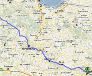 Trasa 25 Warszawa - Mielno mapka