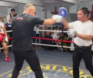 Karol Nawrocki podczas treningu u Manny'ego Pacquiao