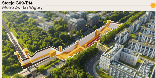 Wstępne schematy wybranych stacji 4. linii metra w Warszawie