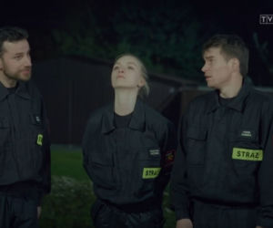 Remiza. Zawsze w akcji odc. 12. Magda (Sylwia Drzycimska) Paweł (Mateusz Dymidziuk), Tomasz (Łukasz Oleś)
