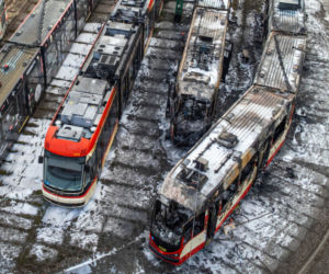 Pożar w zajezdni tramwajowej w Nowym Porcie