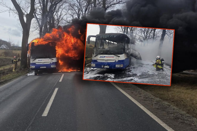 Autobus stanął w płomieniach