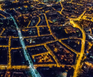 Wrocław nocą z lotu ptaka