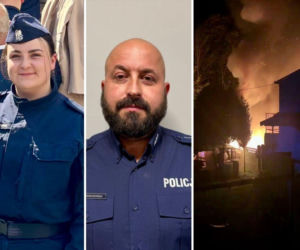 Policjanci, wykorzystując drabinę, dotarli do piętra budynku i stamtąd ewakuowali 71-letnią kobietę