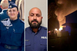 Policjanci, wykorzystując drabinę, dotarli do piętra budynku i stamtąd ewakuowali 71-letnią kobietę
