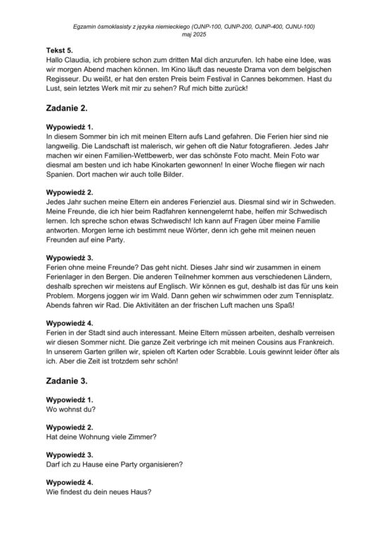 Egzamin ósmoklasisty niemiecki 2025 - arkusz CKE 15.05.2025